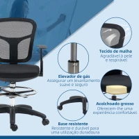 Vinsetto Cadeira de Escritório Ergonómica com Apoio para os Braços Apoio para os Pés e Assento Ajustáveis 59x59x95-115cm Preto(m-7)