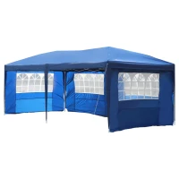 Outsunny 3x6m Pavillon Faltpavillon Faltzelt Partyzelt Gartenzelt inkl.4 Seitenteile Blau(m-1)
