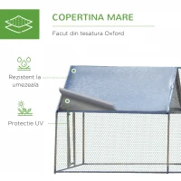 Cotet pentru Gaini sau Rate, Tarc Cusca pentru Gaini din Metal Zincat cu Acoperis Rezistent Apa si Raze UV, 300x800x195cm(m-4)