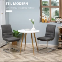 HOMCOM Masa de sufragerie moderna cu blat mat si picioare metalice, sufragerie living, alb(m-6)