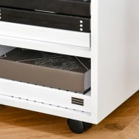 HOMCOM Multi-Storage Printer Stand Unit Office Desk Side Mobile Storage w/ Wheels Modern Style 60L x 50W x 65.5H cm - White(m-10)