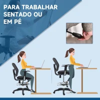 Vinsetto Cadeira de Escritório Ergonómica com Apoio para os Braços Apoio para os Pés e Assento Ajustáveis 59x59x95-115cm Preto(m-5)