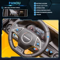 HOMCOM  Masina Chevy Camaro cu licenta 12V, alimentata cu baterii, telecomanda pentru parinti, masina electrica pentru copii cu suspensie cu arc, motor dublu, claxon, muzica, faruri, stopuri, galben(m-5)