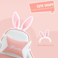 Vinsetto Racing Gaming Chair, Reclining PU Leather Computer Chair with Removable Rabbit Ears, Footrest, Headrest and Lumber Support, Pink(m-4)