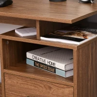 HOMCOM Computer Desk with Shelf, Drawer Writing Table for Home Study, Office, Brown(m-6)