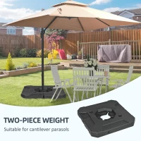 Outsunny Umbrella Weights for Cantilever Parasols, Set of 2 Heavy Duty Parasol Base Weights, 110kg Sand or 70kg Water Filled, Black(m-4)