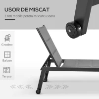 Outsunny Sezlong de Gradina Reclinabil pe 5 Niveluri, cu Acoperire Captusita(m-6)