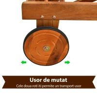 Outsunny Sezlong din Lemn de Salcam cu Roti si Spatar Reglabil, Alb(m-6)