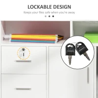 HOMCOM Mobile File Cabinet Home Office Lateral Filing Cabinet, Printer Stand  with Open  Shelves, Storage Organizer with Lockable Drawer, White(m-6)