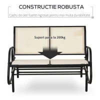 Outsunny Leagan de Gradina cu 2 Locuri din Metal si Tesatura Transpiranta Bej(m-6)