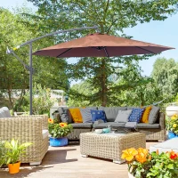 Outsunny Umbrela Soare Descentrata de Gradina cu Colt Inclinabil din Metal si Poliester, Cafea, Φ3×2.6m(m-10)