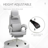 Vinsetto High Back Office Chair Reclining w/ Footrest Grey(m-5)