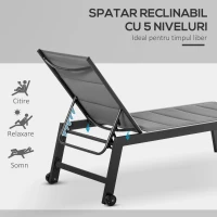 Outsunny Sezlong de Gradina Reclinabil pe 5 Niveluri, cu Acoperire Captusita(m-5)