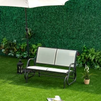 Outsunny Leagan de Gradina cu 2 Locuri din Metal si Tesatura Transpiranta Bej(m-11)