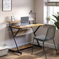 HOMCOM Industrial Computer Desk with Monitor Stand, 100 x 60cm Compact Desk for Small Spaces, Home Office Desk, Rustic Brown(m-2)