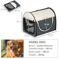 PawHut 97cm Foldable Pet Carrier for Large Medium Dogs, Portable Cat Carrier, Soft Travel Bag, Grey(m-3)