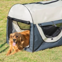 PawHut 97cm Foldable Pet Carrier for Large Medium Dogs, Portable Cat Carrier, Soft Travel Bag, Grey(m-10)