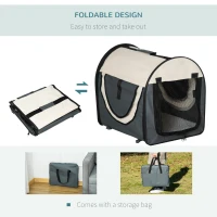 PawHut 46cm Foldable Pet Carrier for Miniature Dogs, Portable Cat Carrier, Soft Travel Bag, Grey(m-8)