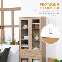 HOMCOM Aparador Alacena de Cocina Mueble Auxiliar para Comedor Salón Antivuelco 76x40x183 cm Roble(m-6)