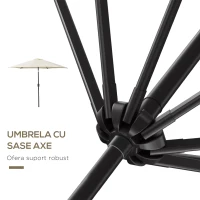 Outsunny Umbrela de Gradina si Plaja Inclinabila Aluminiu si Poliester Alb Φ2.6×2.35m(m-8)