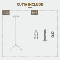 HOMCOM Lustra suspendata in stil industrial cu inaltime reglabila, plafoniera cu 2 piese metalice suspendate cu suruburi incluse, Ø30x126 cm, negru(m-7)