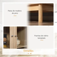 HOMCOM Aparador Alacena de Cocina Mueble Auxiliar para Comedor Salón Antivuelco 76x40x183 cm Roble(m-7)