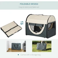 PawHut 81cm Foldable Pet Carrier for Medium Small Dogs, Portable Cat Carrier, Soft Travel Bag, Grey(m-8)