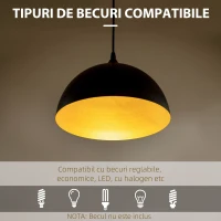 HOMCOM Lustra suspendata in stil industrial cu inaltime reglabila, plafoniera cu 2 piese metalice suspendate cu suruburi incluse, Ø30x126 cm, negru(m-6)