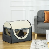 PawHut 70cm Foldable Pet Carrier for Small Miniature Dogs, Portable Cat Carrier, Soft Travel Bag, Grey(m-2)