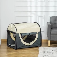 PawHut 81cm Foldable Pet Carrier for Medium Small Dogs, Portable Cat Carrier, Soft Travel Bag, Grey(m-14)