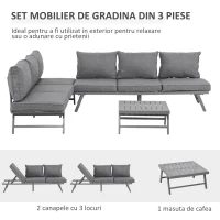 Outsunny Set 2 Canapele de Exterior Spatar Rabatabil si 1 Masuta de Gradina(m-4)
