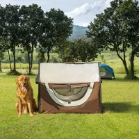 PawHut 97cm Foldable Pet Carrier for Large Medium Dogs, Portable Cat Carrier, Soft Travel Bag, Brown(m-2)