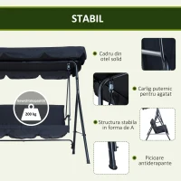 Outsunny, leagan de gradina 3 locuri, 172×110×152 cm, negru(m-5)