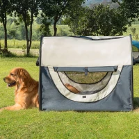 PawHut 97cm Foldable Pet Carrier for Large Medium Dogs, Portable Cat Carrier, Soft Travel Bag, Grey(m-2)