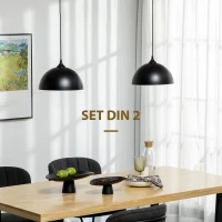 HOMCOM Lustra suspendata in stil industrial cu inaltime reglabila, plafoniera cu 2 piese metalice suspendate cu suruburi incluse, Ø30x126 cm, negru(m-4)