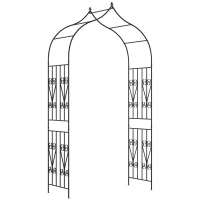 Outsunny Arco de Jardim de Metal Arco de Jardim para Plantas Trepadeiras Exterior Pátio 140x60x265 cm Preto(m-10)