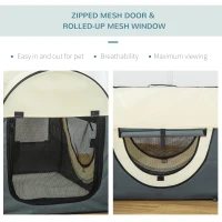 PawHut 70cm Foldable Pet Carrier for Small Miniature Dogs, Portable Cat Carrier, Soft Travel Bag, Grey(m-5)