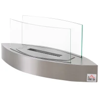 HOMCOM® KOMINEK ETANOLOWY BIOKOMINEK PALNIK 0,6 l 2 GODZINY SPALANIA BEZ DYMU stal szlachetna 60 x 20 x 25 cm(m-1)