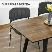 HOMCOM Masa de sufragerie extensibila Blat dreptunghiular cu efect de lemn pentru 4-6 persoane cu cadru metalic si frunze ascunse pentru bucatarie, sufragerie, living(m-9)