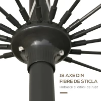 Outsunny Umbrela de gradina si terasa cu manivela, 18 spite si parte inclinabila, Ф255cm, gri inchis(m-7)