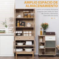 HOMCOM Aparador Alacena de Cocina Mueble Auxiliar para Comedor Salón Antivuelco 76x40x183 cm Roble(m-4)