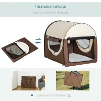 PawHut 97cm Foldable Pet Carrier for Large Medium Dogs, Portable Cat Carrier, Soft Travel Bag, Brown(m-8)