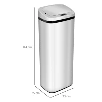 HOMCOM Cos Gunoi Inox 50 L – Rectangular cu Senzor Infrarosu(m-3)