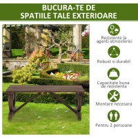 Outsunny Banca de Gradina cu 2 locuri din lemn de molid, Maro 105x50x53cm(m-6)