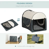 PawHut 97cm Foldable Pet Carrier for Large Medium Dogs, Portable Cat Carrier, Soft Travel Bag, Grey(m-8)