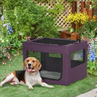 PawHut Large Medium Dog Crate Dog Carrier Dog Travel Crate Folding Fabric Soft 90Lx63Wx63Hcm-Purple(m-10)