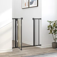 PawHut Pressure Fit Safety Gate, Dog Gate for Doorways and Staircases with Auto Closing Door Double Locking, Acrylic Panel, Extensions Kit, 74-80 cm/84-90 cm - Black(m-2)