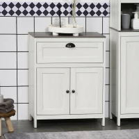 kleankin Bathroom Floor Cabinet, Freestanding Storage Cupboard with Drawer, Double Door Cabinet and Adjustable Shelf, White(m-11)