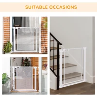 PawHut Dog Barrier for House, Safety Gate for Doors and Stairs, Dog Gate with Auto Close, Double Locking Openings 75-82 cm White(m-7)