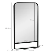 HOMCOM Modern Square Wall Mirror with Storage Shelf, 86 x 53 Mirrors for Living Room, Bedroom, Black(m-3)